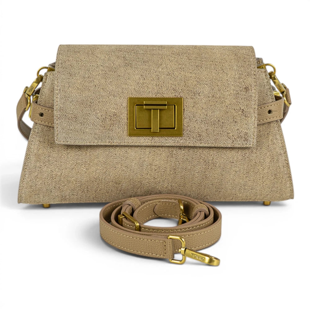 Geanta din piele naturala suede BLUG Cappuccino Bella Imagine principală a produsului