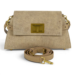 Geanta din piele naturala suede BLUG Cappuccino Bella