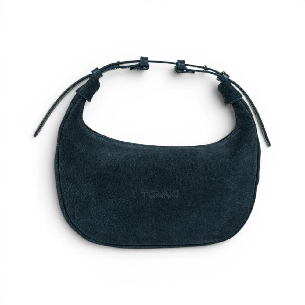 Geanta din piele naturala Denim Blug Suede Moon Medium