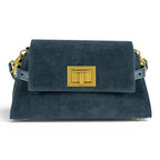 Geanta din piele naturala suede BLUG Denim Bella