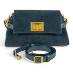 Geanta din piele naturala suede BLUG Denim Bella