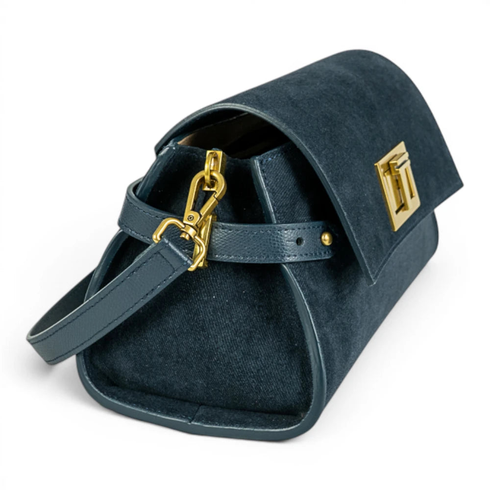 Geanta din piele naturala suede BLUG Denim Bella Imagine secundară a produsului
