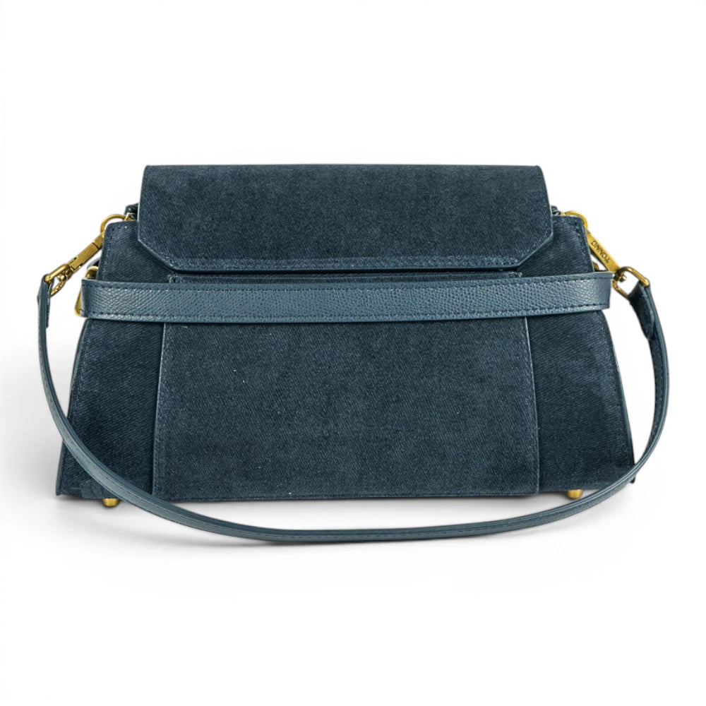 Geanta din piele naturala suede BLUG Denim Bella