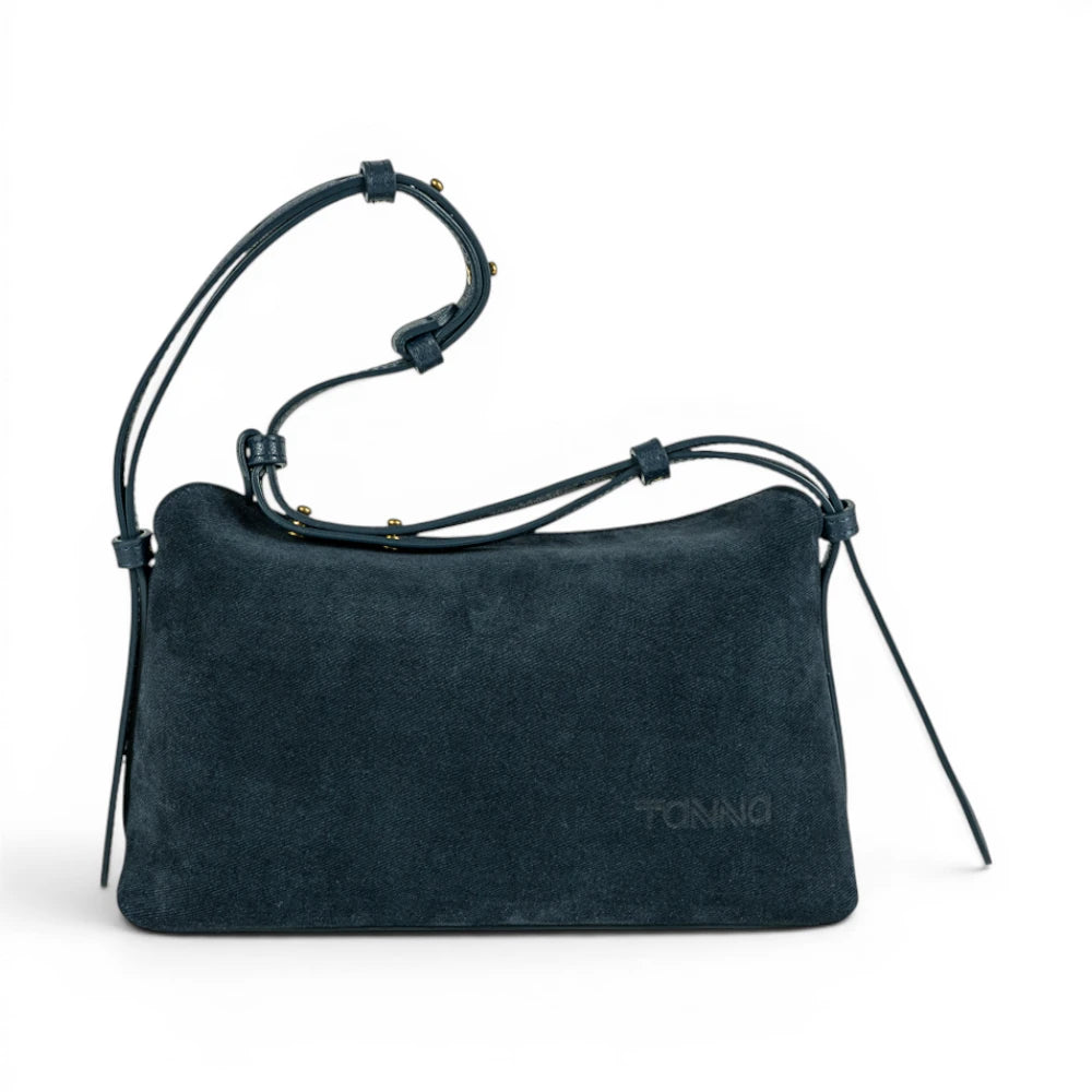 Geanta din piele naturala BLUG Denim  suede  London