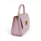 Geanta din piele naturala Powderpink croco MINI POLINE