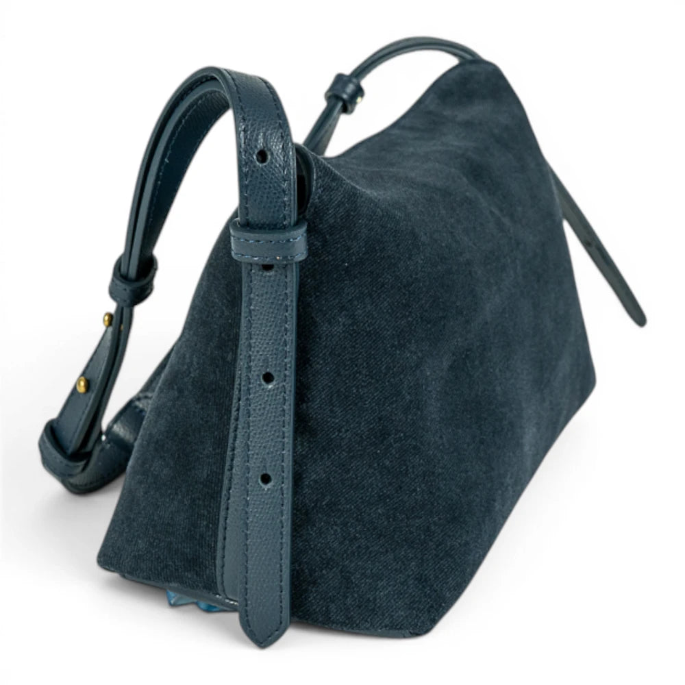 Geanta din piele naturala BLUG Denim  suede  London Imagine secundară a produsului