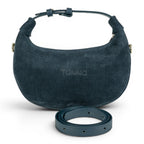 Geanta din piele naturala Blug Denim suede Mini Moon