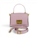 Geanta din piele naturala Powderpink Croco MICRO POLINE
