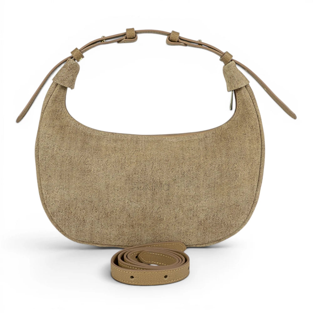 Geanta din piele naturala Cappuccino Blug Suede Moon Medium