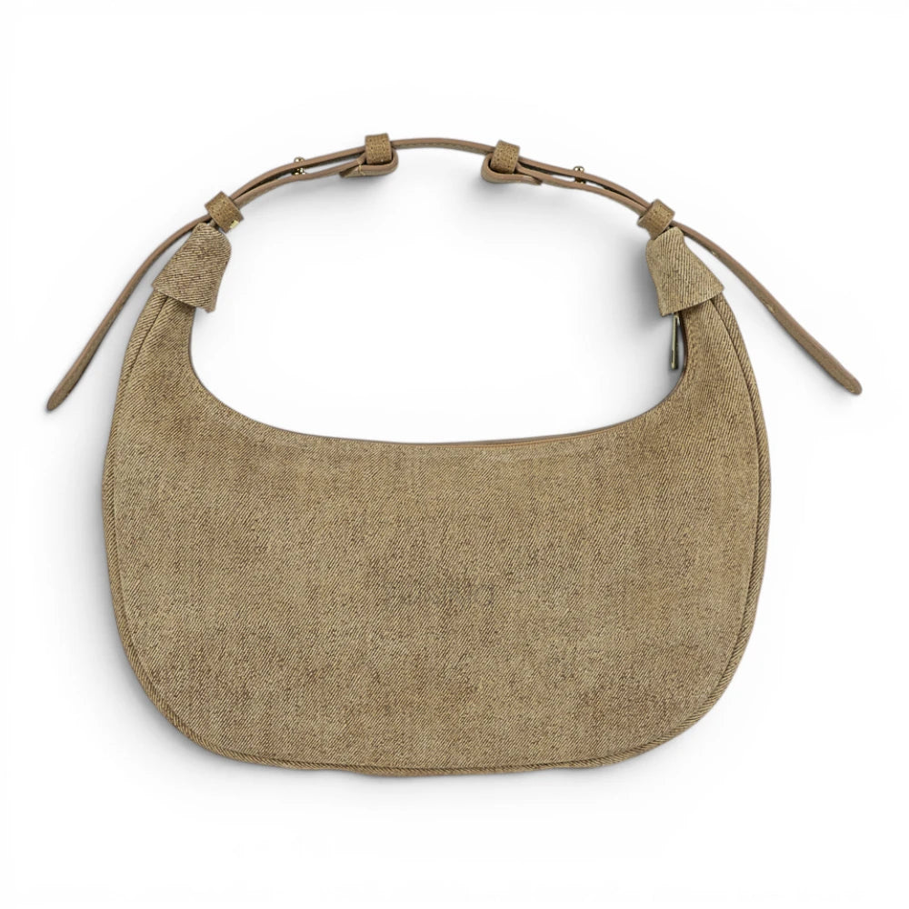Geanta din piele naturala Cappuccino Blug Suede Moon Medium