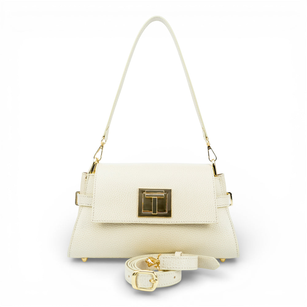 Geanta din piele naturala Crem Bella