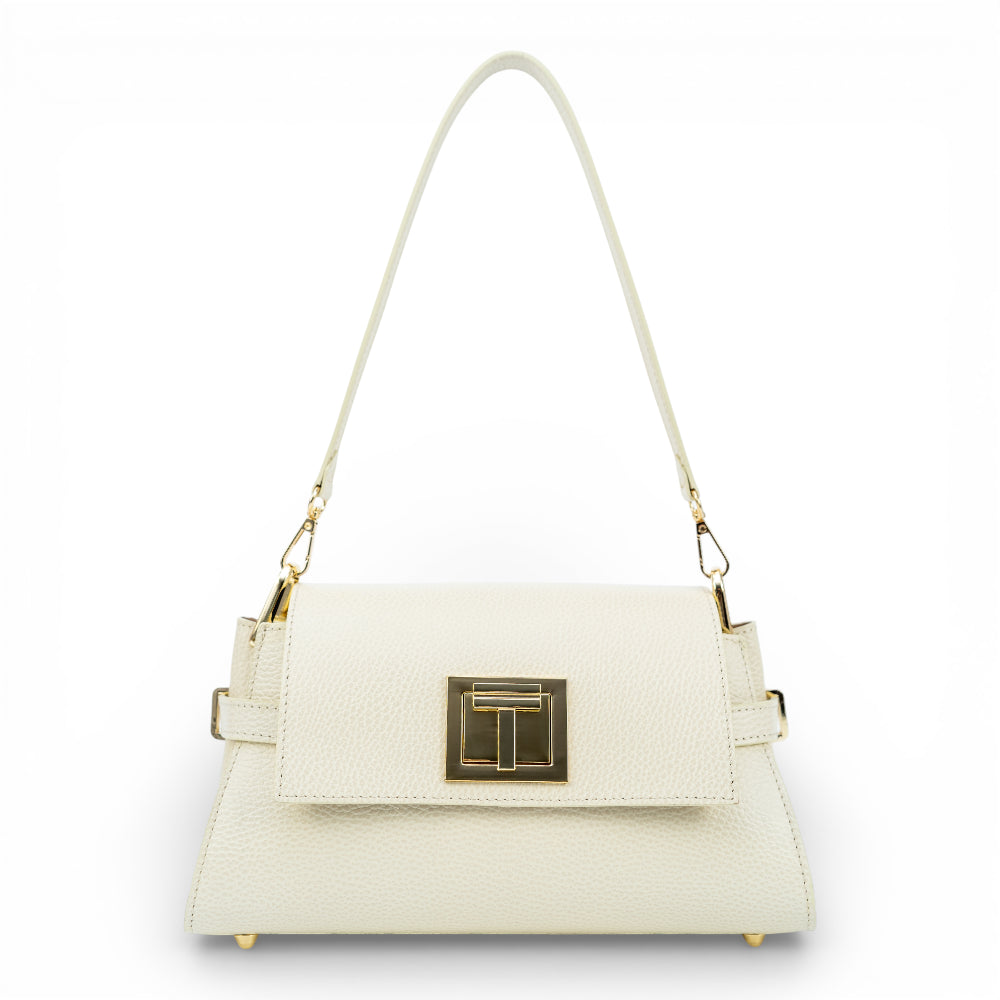 Geanta din piele naturala Crem Bella