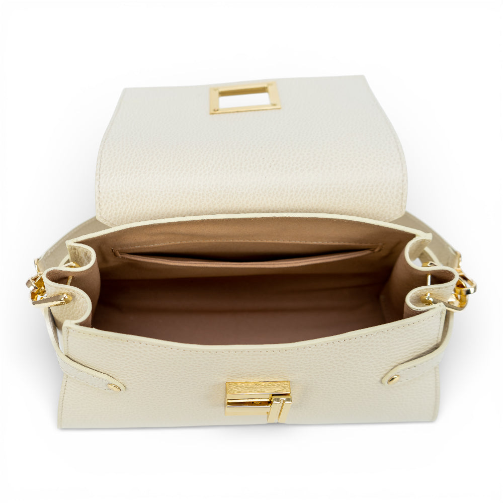 Geanta din piele naturala Crem Bella