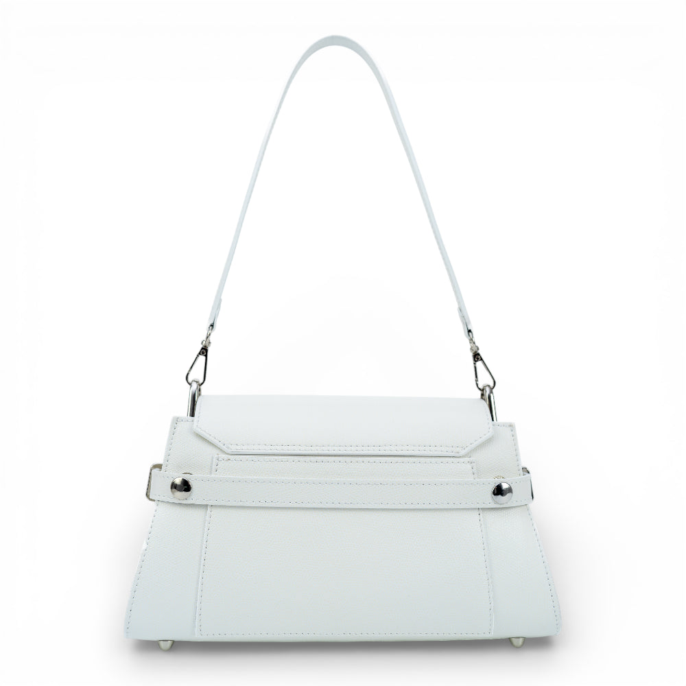 Geanta din piele naturala Alb Bella