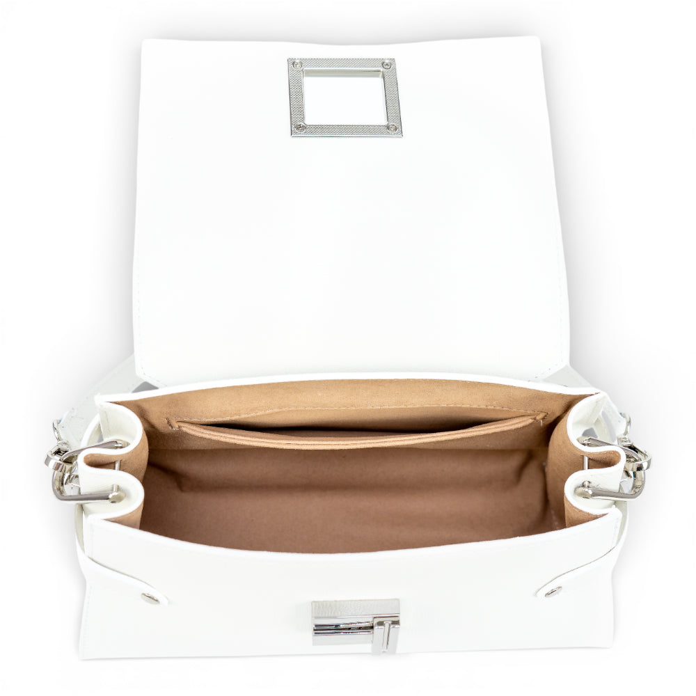 Geanta din piele naturala Alb Bella