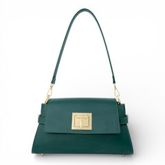 Geanta din piele naturala Verde Padure Bella