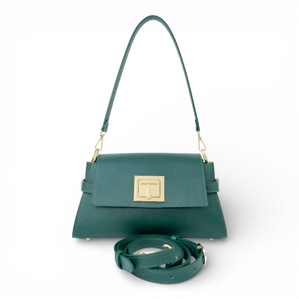 Geanta din piele naturala Verde Padure Bella Imagine secundară a produsului