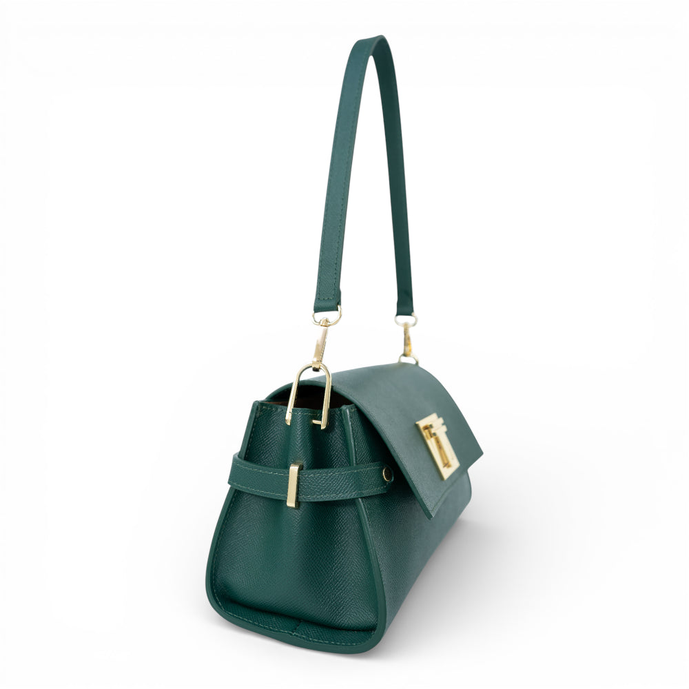 Geanta din piele naturala Verde Padure Bella