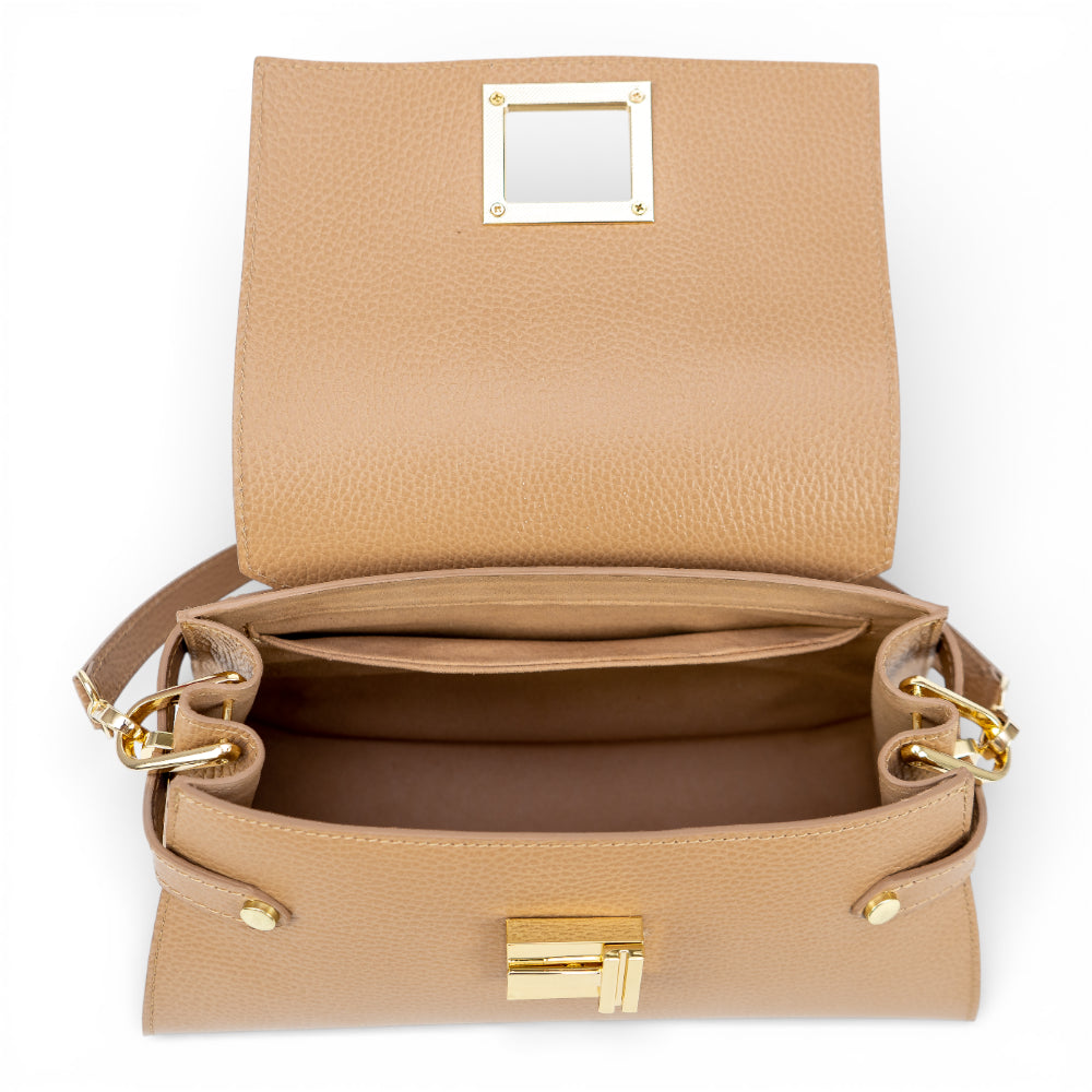 Geanta din piele naturala Mocca Mousse Bella