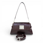 Geanta din piele naturala Burgundy Croco Bella