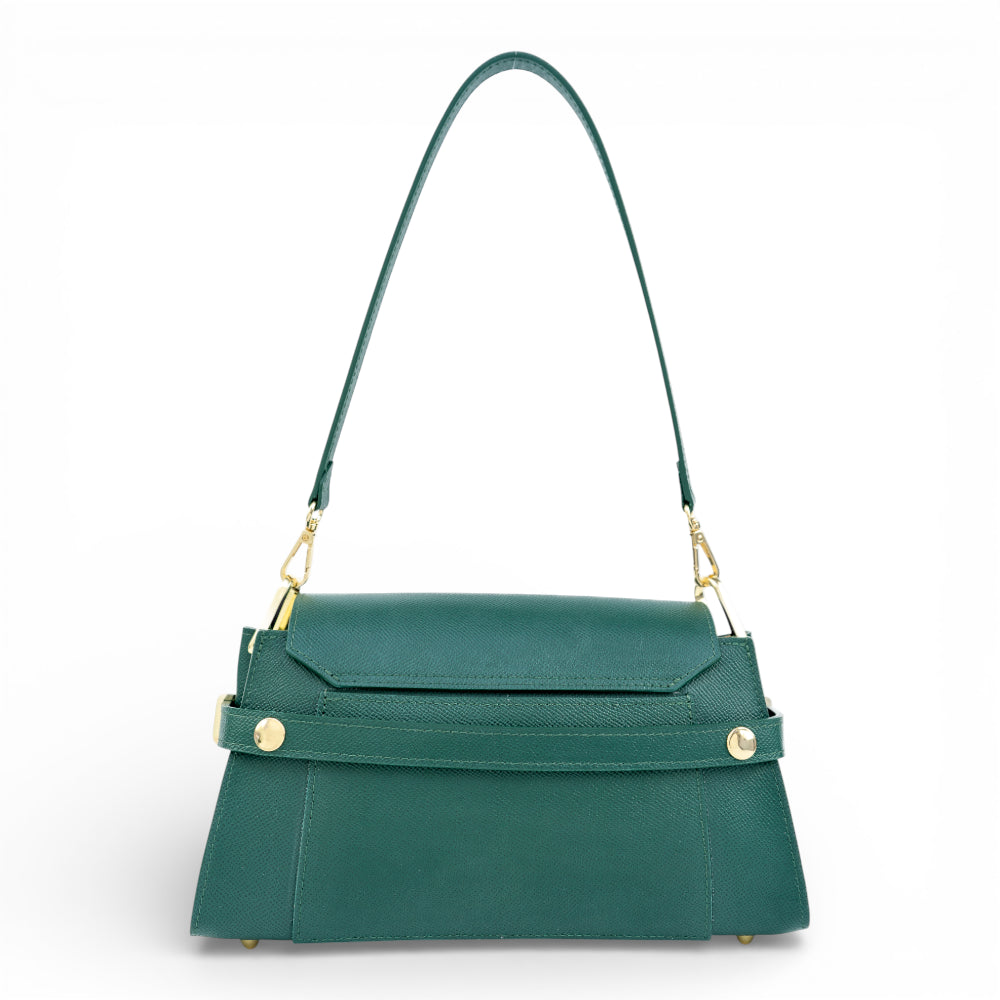 Geanta din piele naturala Verde Padure Bella