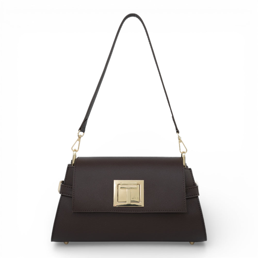 Geanta din piele naturala Chocolate Bella Imagine principală a produsului