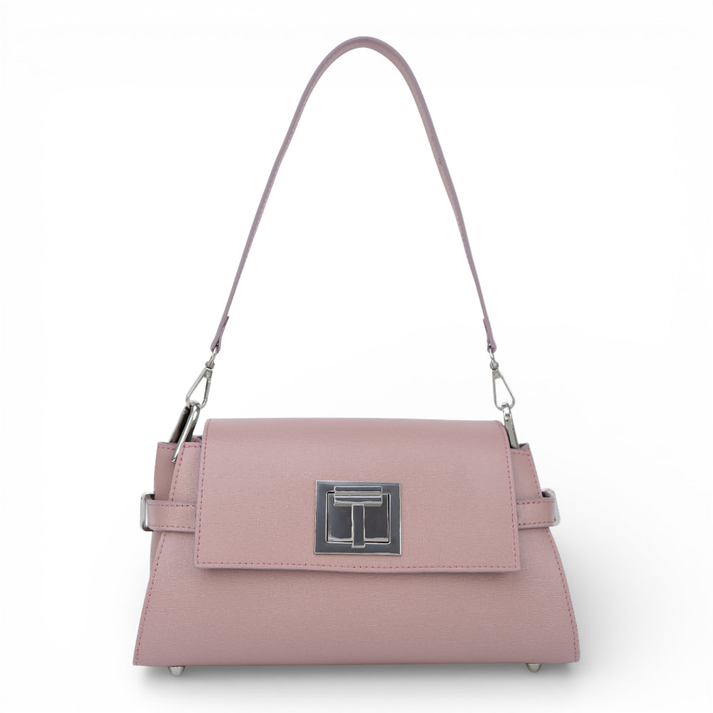 Geanta din piele naturala Roz Nude Bella Imagine principală a produsului