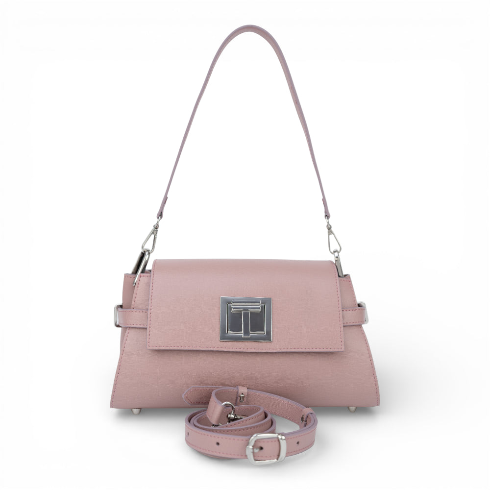 Geanta din piele naturala Roz Nude Bella Imagine secundară a produsului