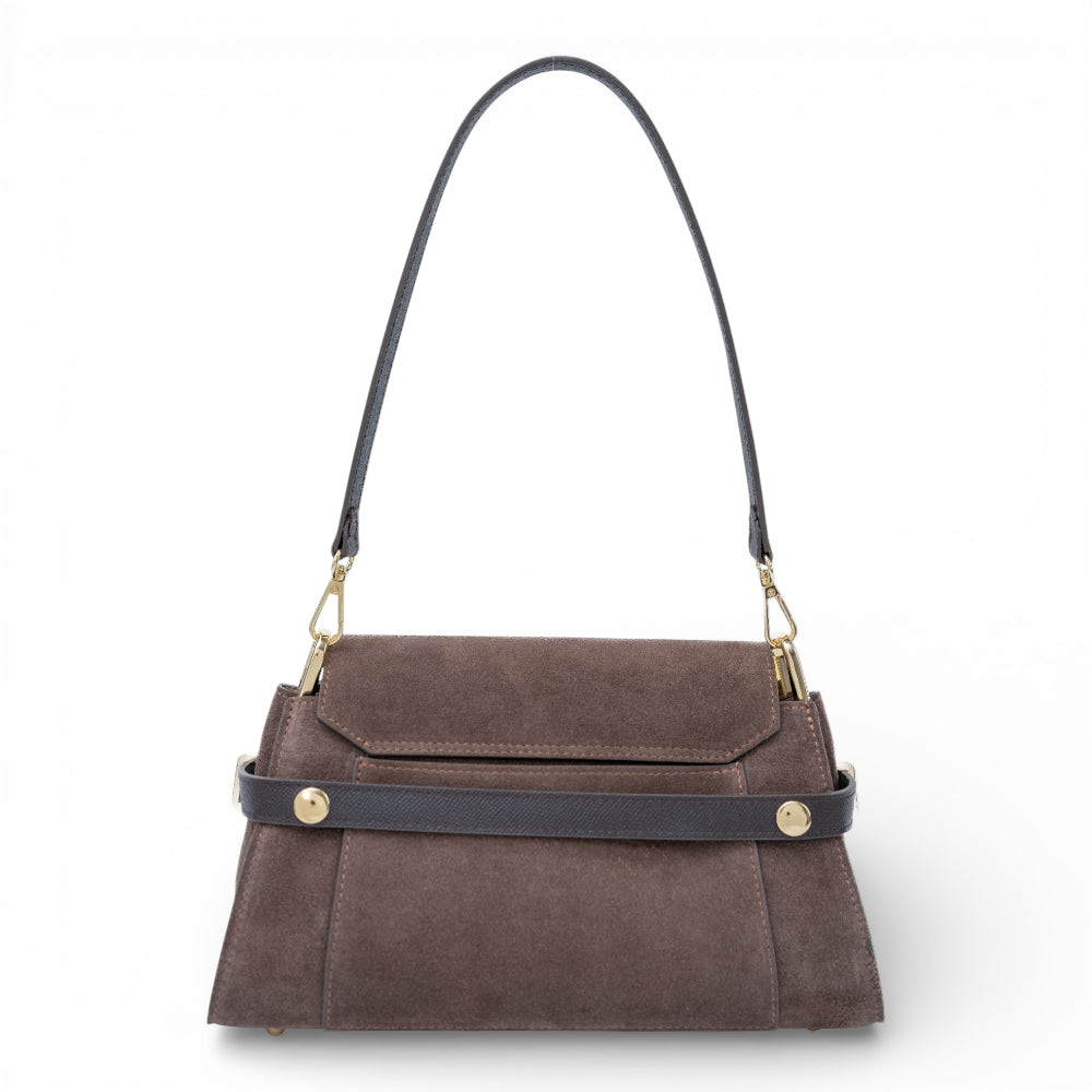 Geanta din piele naturala Espresso suede Bella