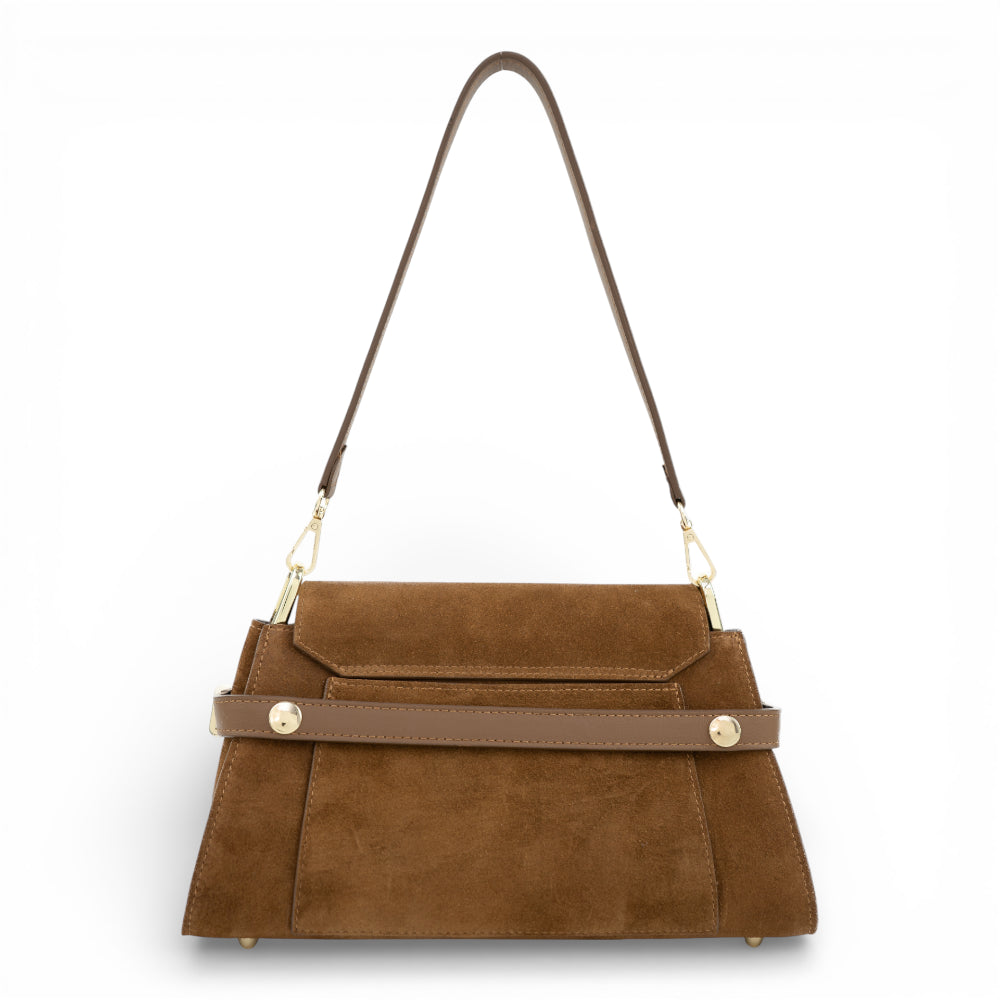 Geanta din piele naturala Coniac suede Bella