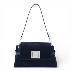 Geanta din piele naturala Bleumarin suede Bella