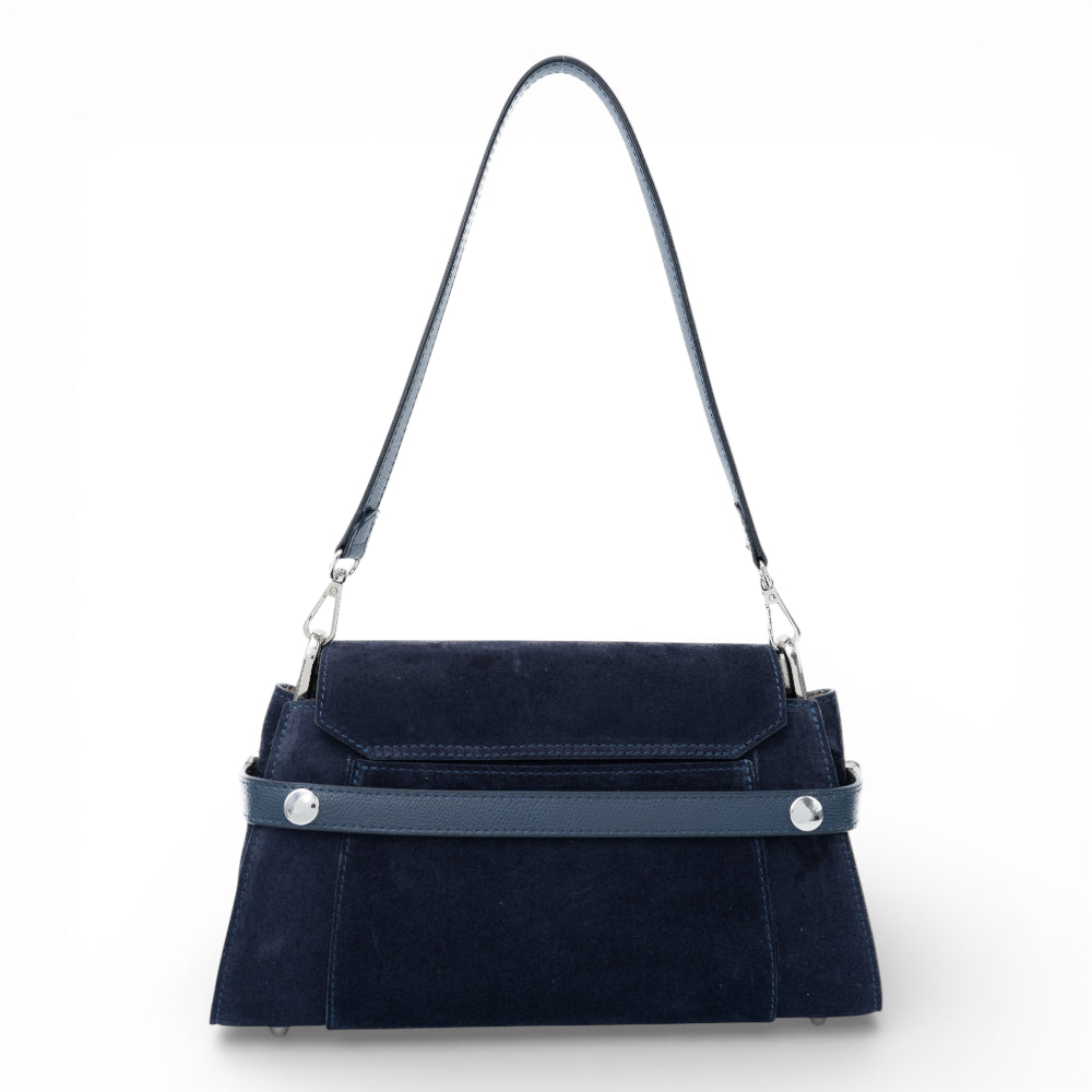 Geanta din piele naturala Bleumarin suede Bella