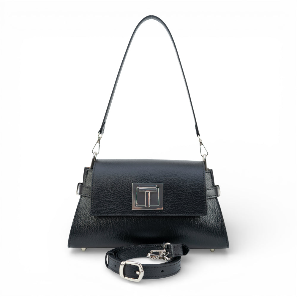 Geanta din piele naturala Negru Bella Imagine secundară a produsului