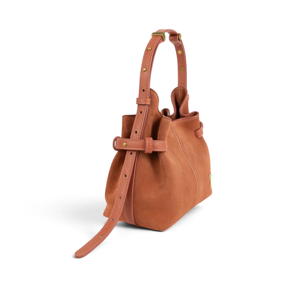 Geanta  din piele Suede Terracota Micro Boucle