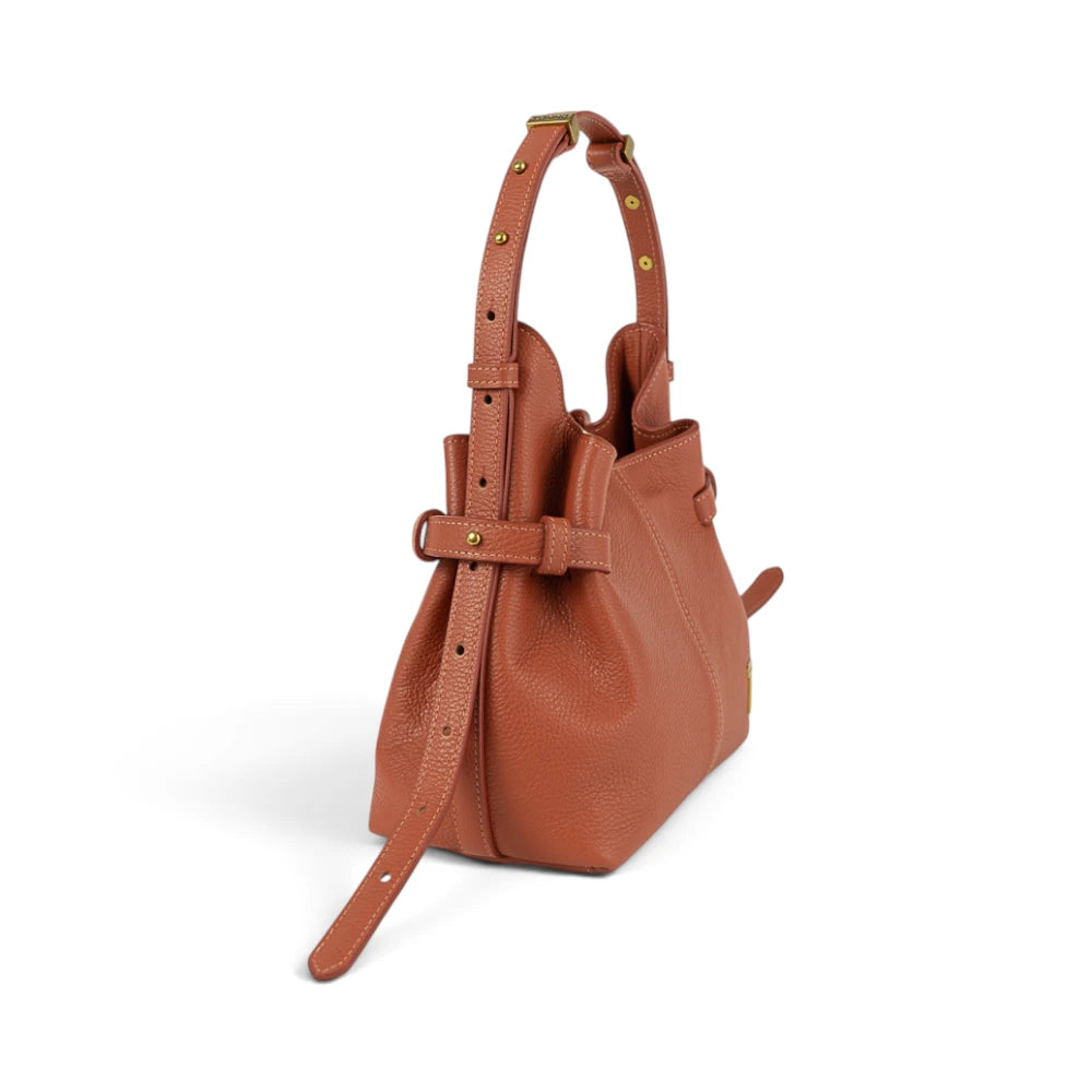 Geanta  din piele bizonata Terracota Micro Boucle