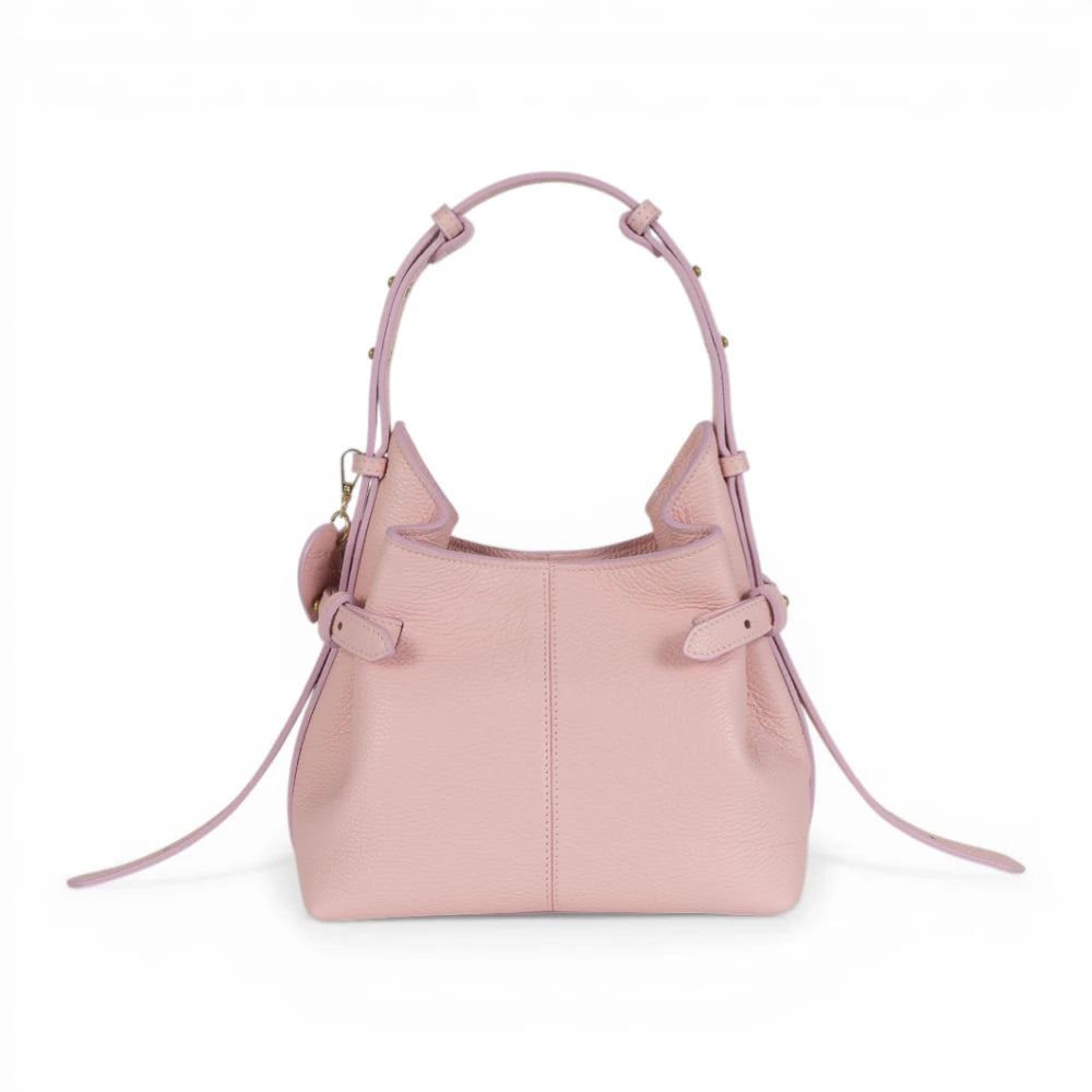 Geanta  din piele bizonata Strawberry mousse Micro Boucle