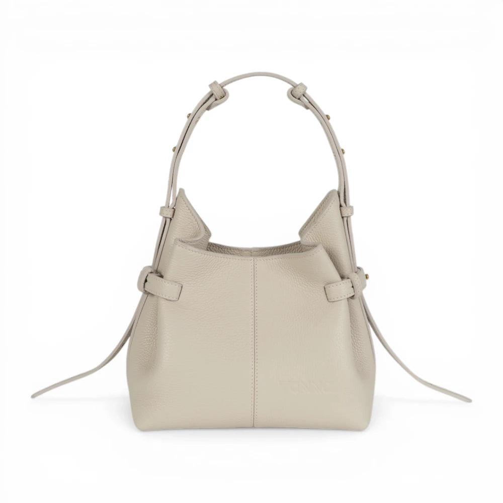 Geanta  din piele bizonata Cream rose Micro Boucle