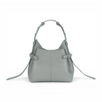 Geanta  din piele bizonata Ice Grey Micro Boucle