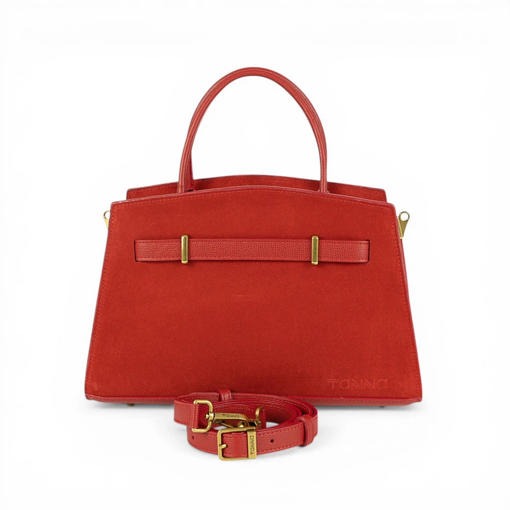 Geanta din piele naturala Rosu suede Delle Maxi