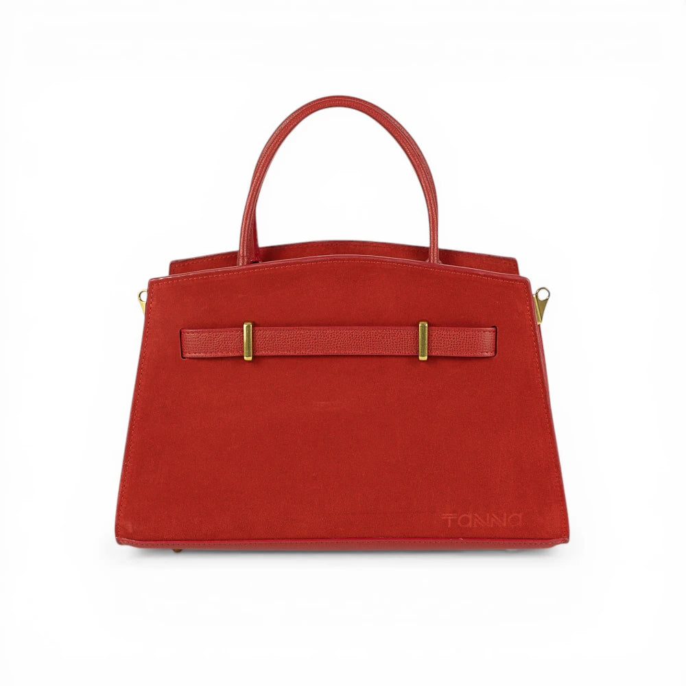 Geanta din piele naturala Rosu suede Delle Maxi