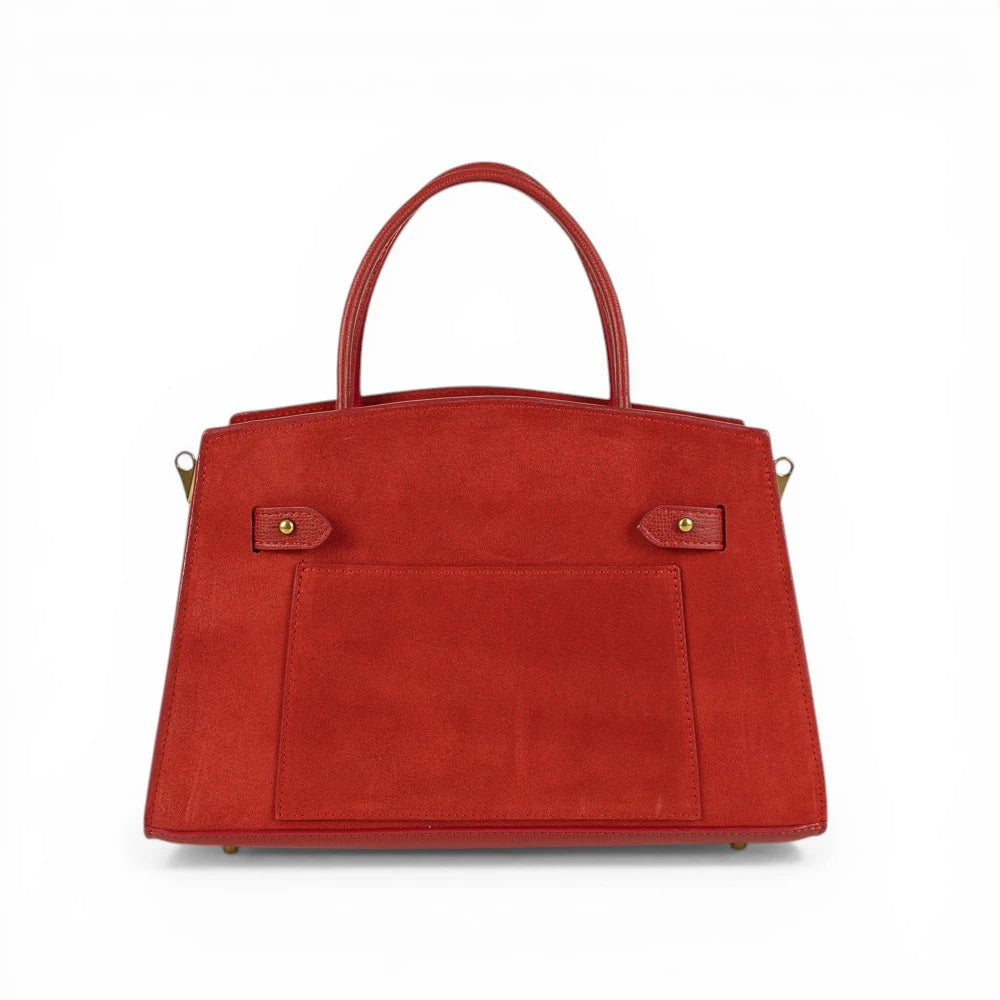 Geanta din piele naturala Rosu suede Delle Maxi