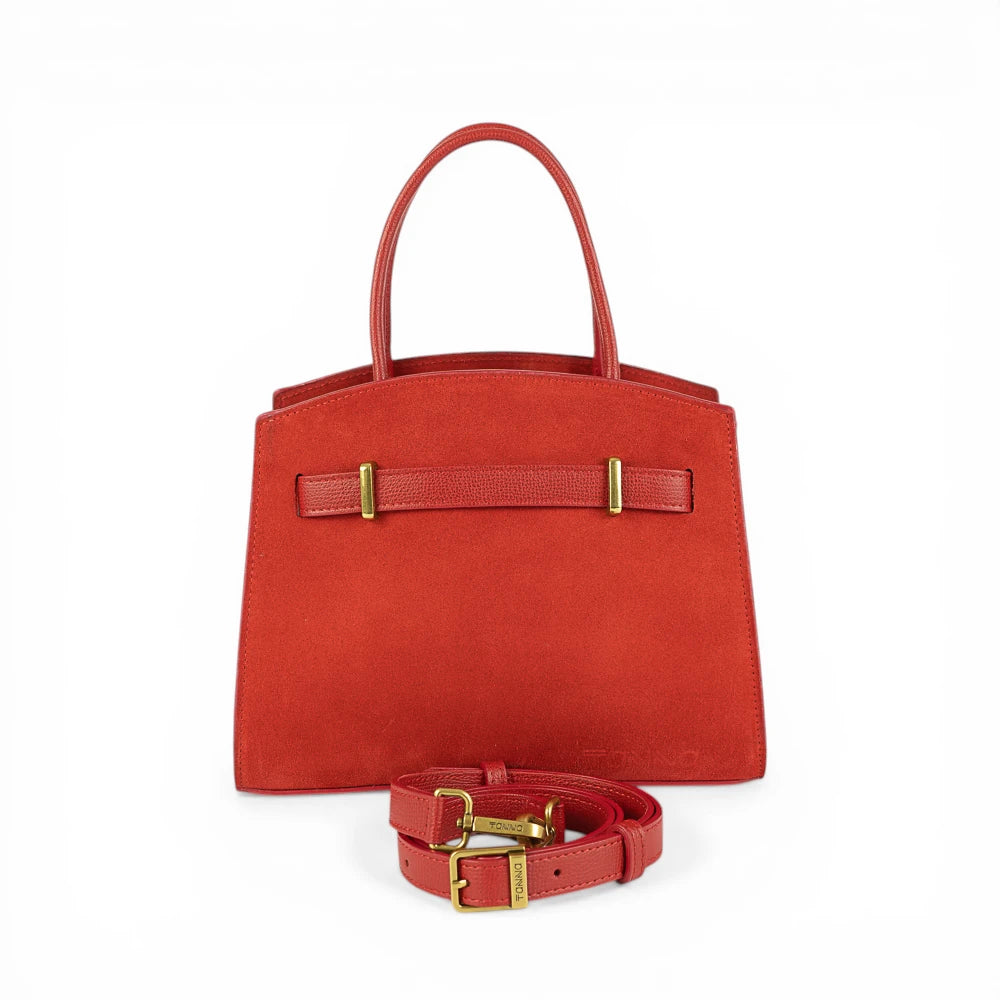 Geanta din piele naturala Rosu suede Delle Mini Imagine secundară a produsului