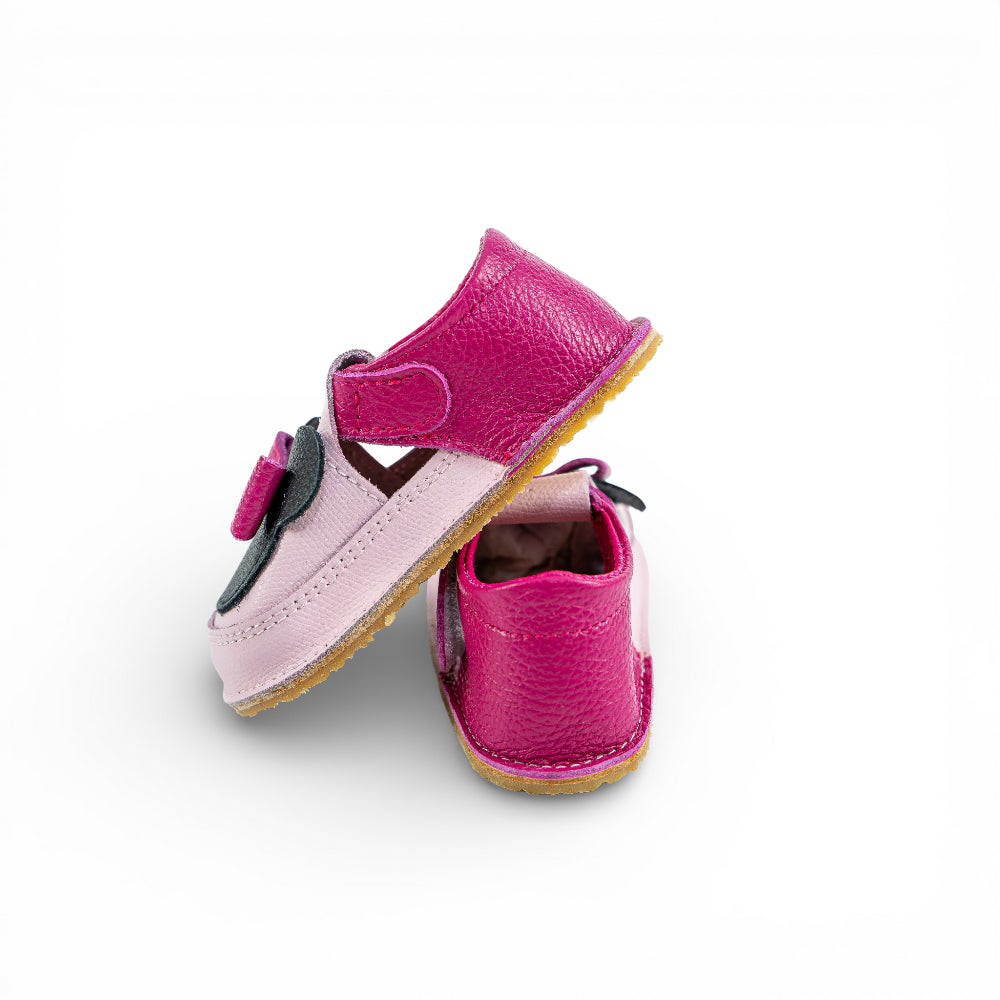Pantofi barefoot din piele naturala Roz -fuxia Minnie