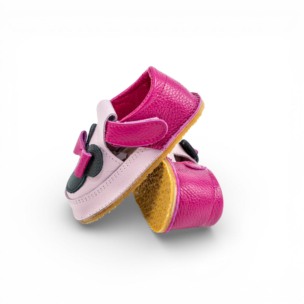 Pantofi barefoot din piele naturala Roz -fuxia Minnie