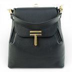 Rucsac din piele naturala pentru femei 2 in 1  Negru Smart