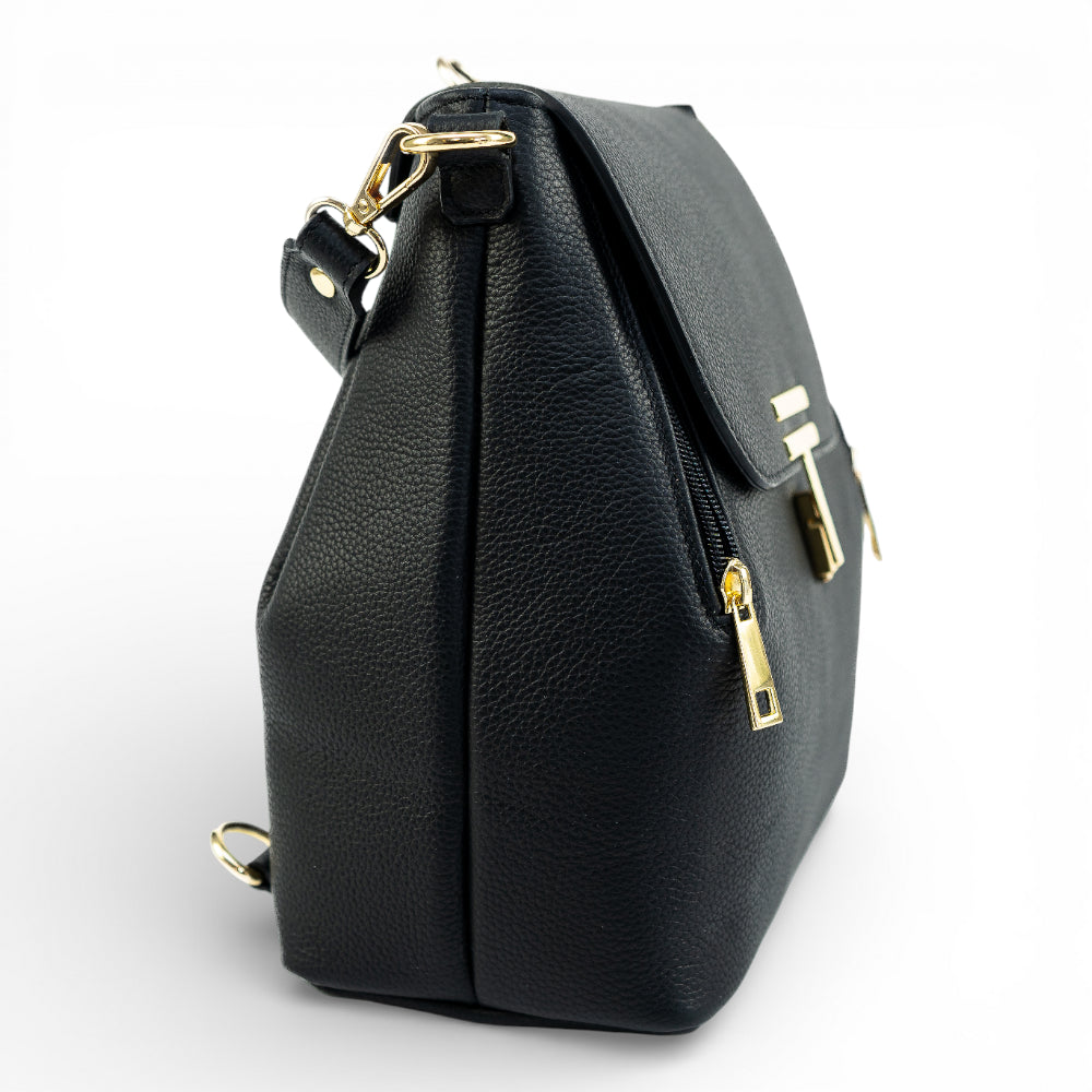 Rucsac din piele naturala pentru femei 2 in 1  Negru Smart Imagine secundară a produsului