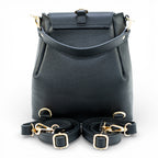 Rucsac din piele naturala pentru femei 2 in 1  Negru Smart