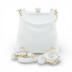 Rucsac din piele naturala pentru femei 2 in 1  Alb Smart