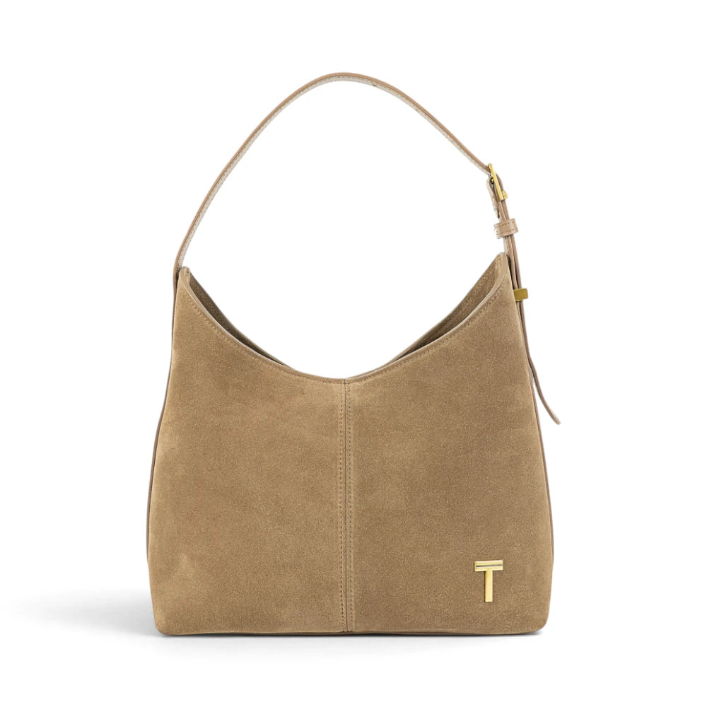 Geanta din piele naturala Suede Caramel Thianna
