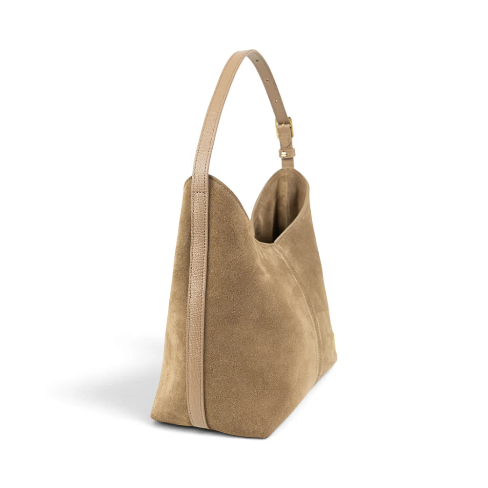 Geanta din piele naturala Suede Caramel Thianna